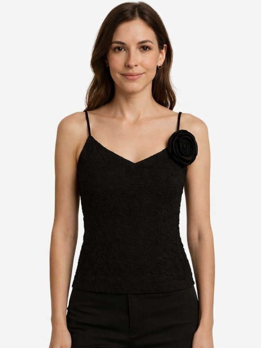 ASTR The Label Black Rosette Crop Top Size Medium